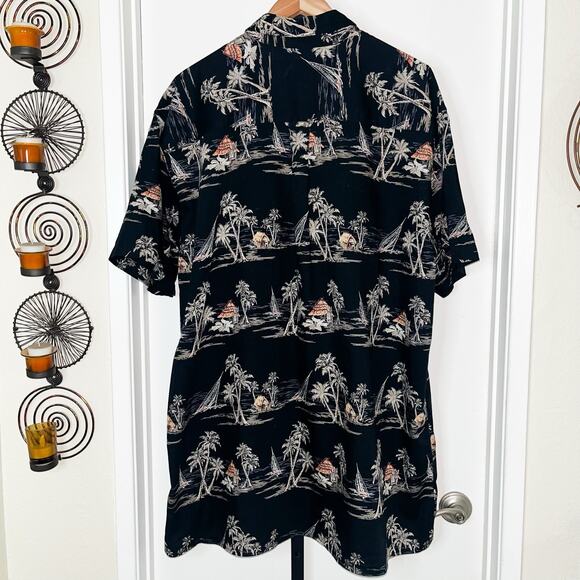 Knights Sportswear Mens Hawaiian Shirt - Black Tan Palm Trees, Size 3XLT - Picture 3 of 5